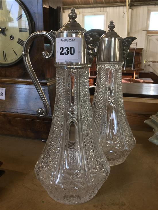 Pair of glass decanters